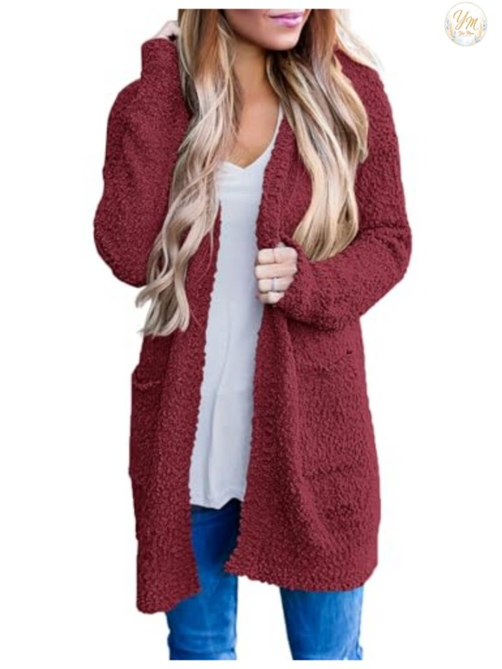 Fuzzy Chunky Oversized Cardigan Sweater Soft Knit Long Sleeve V-Neck
